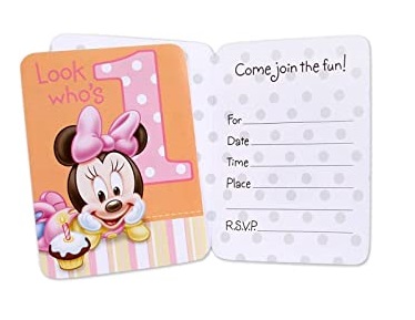 Minnie 1st Birthday Invitation Cards